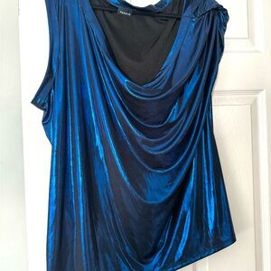 Torrid Asymmetrical Blue and Black Blouse